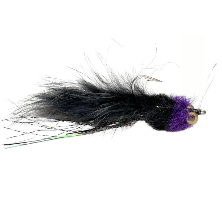 Umpqua Drum Beater 02 saltwater fly with black fur body and purple head for redfish