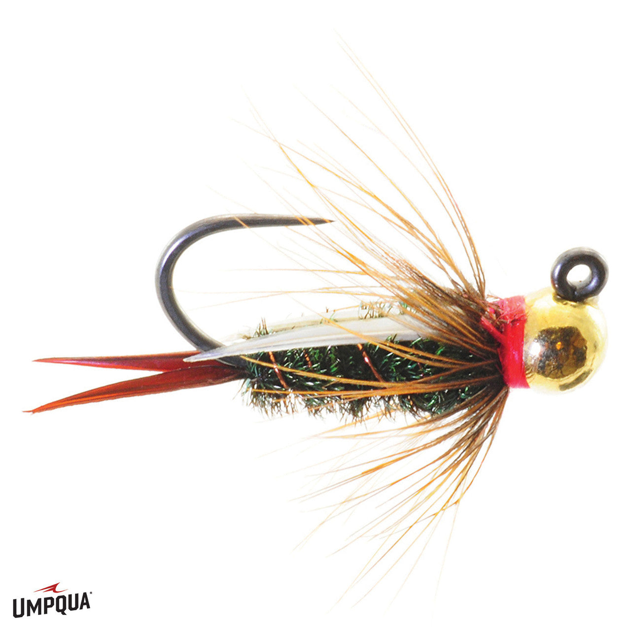 Umpqua Jigged Prince TB trout fly with gold tungsten bead head and red thread wrap
