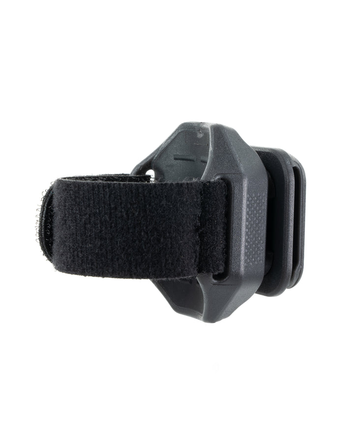 Side view of empty black Umpqua LINK DryDock hexagonal floatant holder with mounting clip