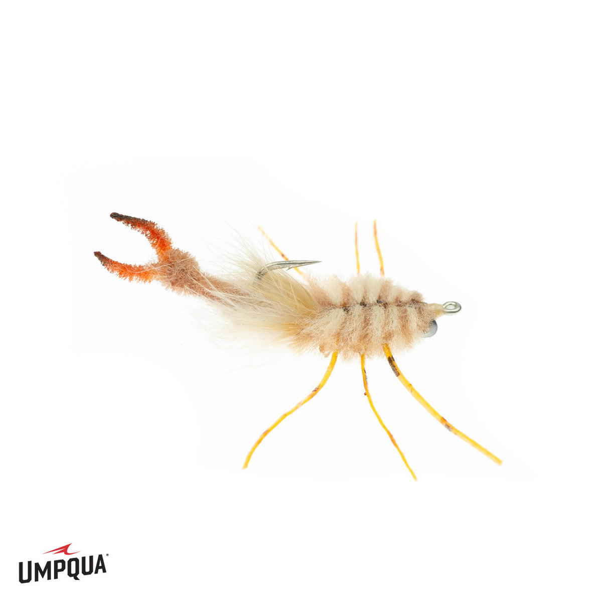 Umpqua Strong Arm Merkin crab fly in tan with orange claws and lead eye