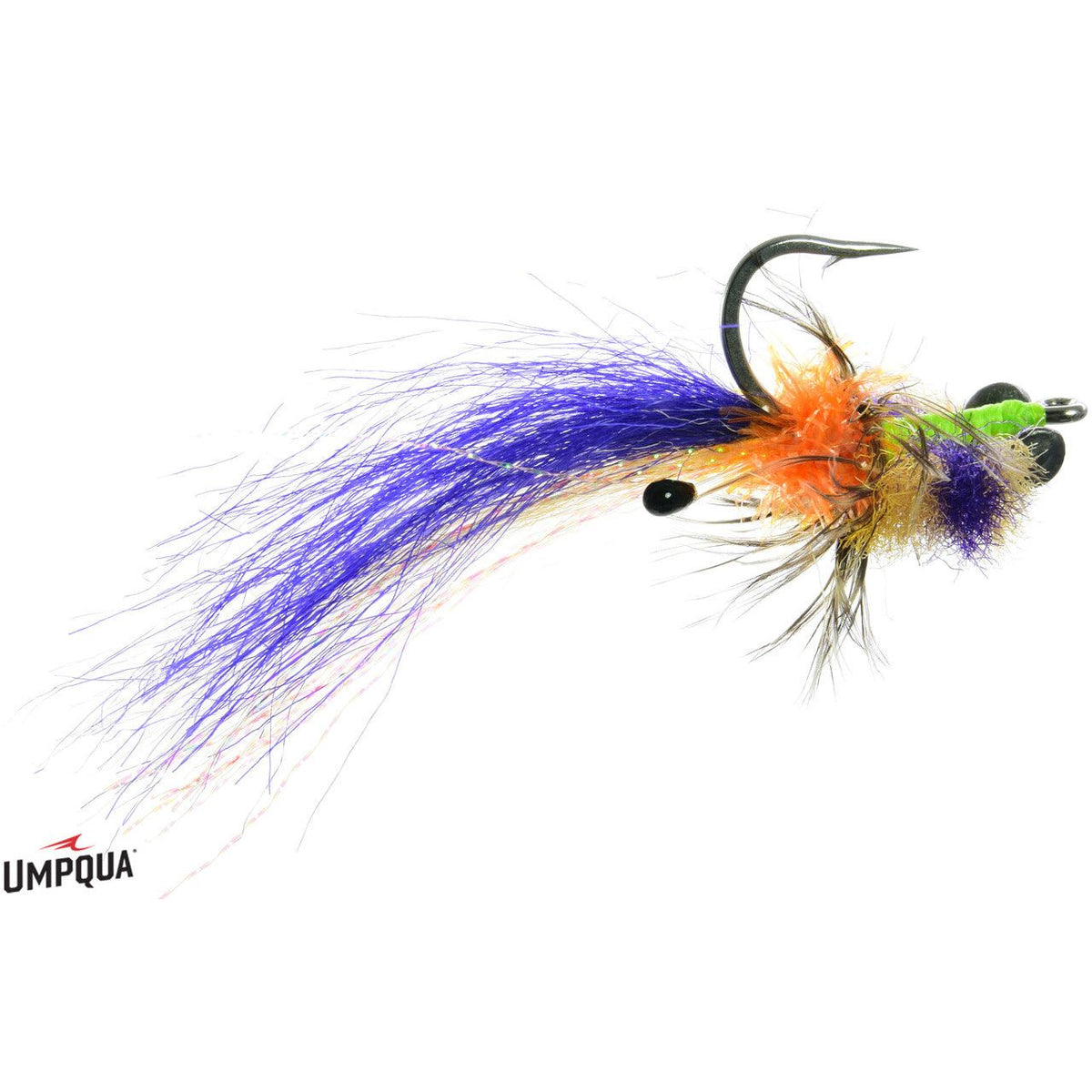Umpqua Captain Gregg crab shrimp hybrid fly with orange body and purple tail for redfish