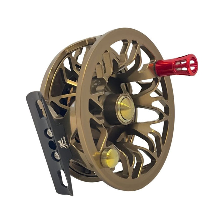 Abel Rove Ti 5/7 Dark Olive w/Dark Olive Drag Knob, Energized Green Titanium Components & Red Handle (IN STOCK)