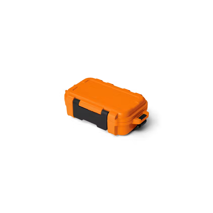 Yeti GoBox 1 Gear Case in vibrant orange with black latch strap