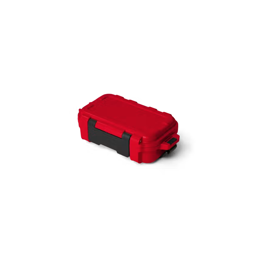 Yeti GoBox 1 Gear Case in bright red with black central latch