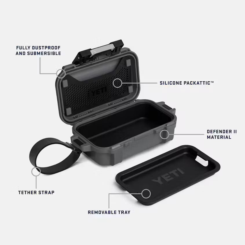 Yeti GoBox 1 open gear case showing silicone PackAttic and removable tray