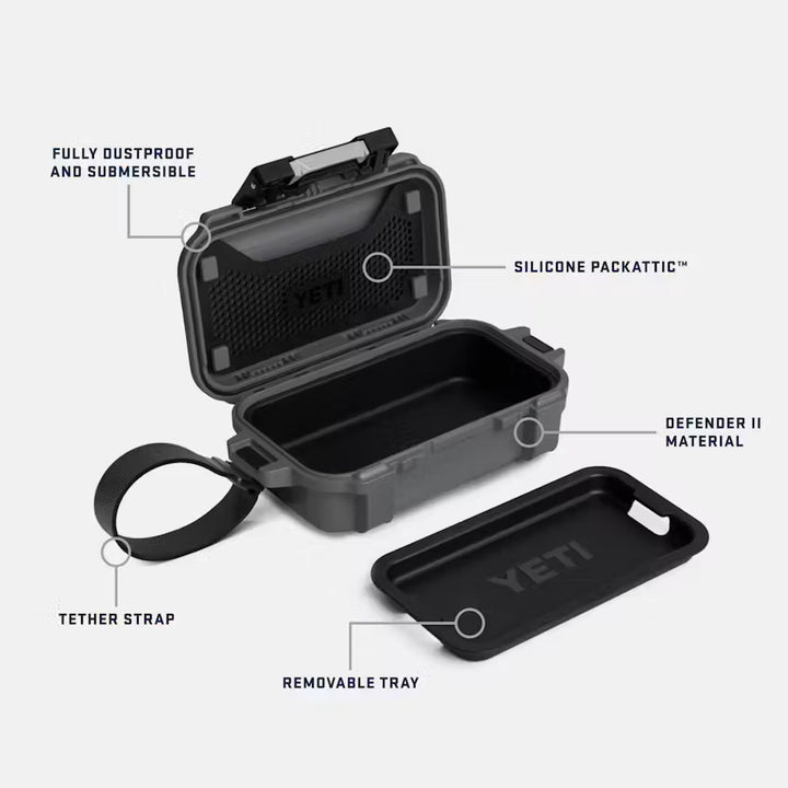 Yeti GoBox 1 open gear case showing silicone PackAttic and removable tray