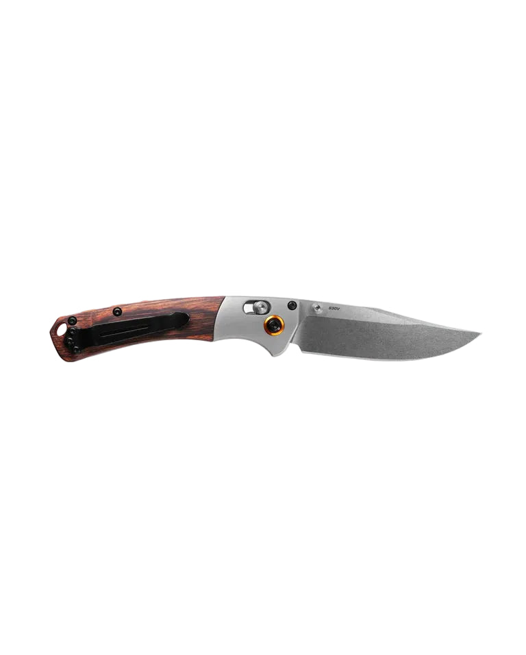 Benchmade - Mini Crooked River | Gray Aluminum &amp; Wood | Clip-Point (IN STOCK)