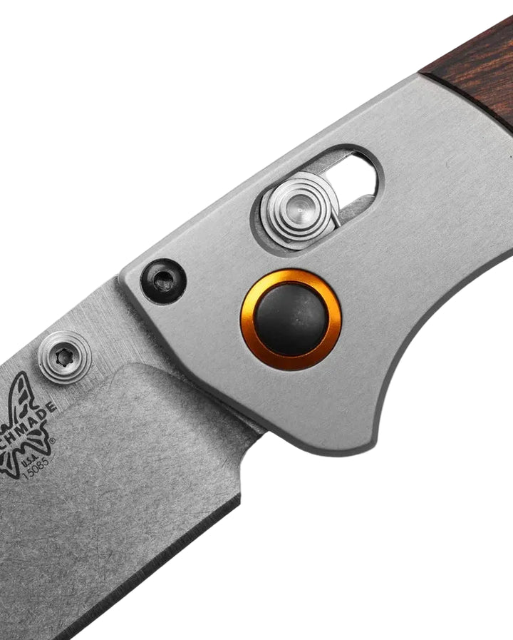 Benchmade - Mini Crooked River | Gray Aluminum &amp; Wood | Clip-Point (IN STOCK)