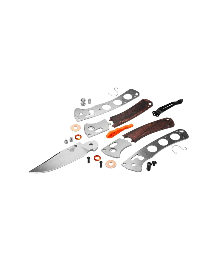 Benchmade - Mini Crooked River | Gray Aluminum &amp; Wood | Clip-Point (IN STOCK)