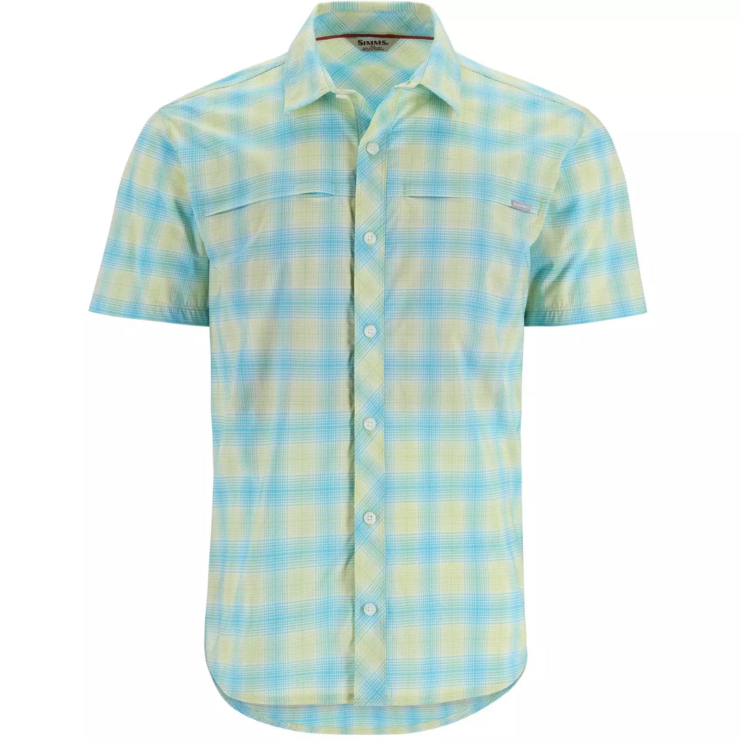 Simms M's Stone Cold Shirt - Short Sleeve - Lichen / Sea Pool Ombre Plaid