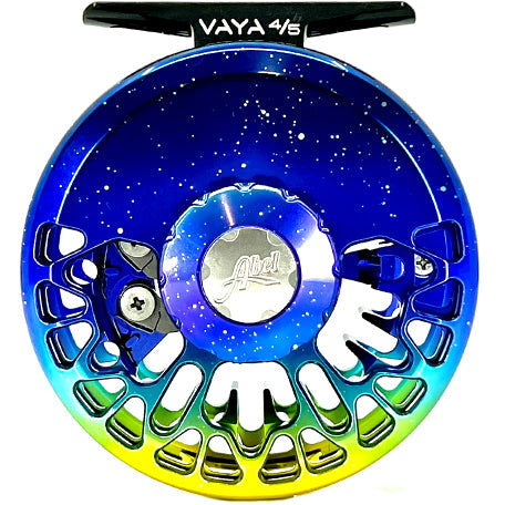 Abel Vaya 4/5 fly reel with Northern Lights Fade finish and ebony handle