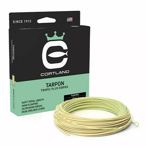 Cortland Tropic Plus Tarpon fly line packaging and coil, high floating monofilament for saltwater tarpon fishing