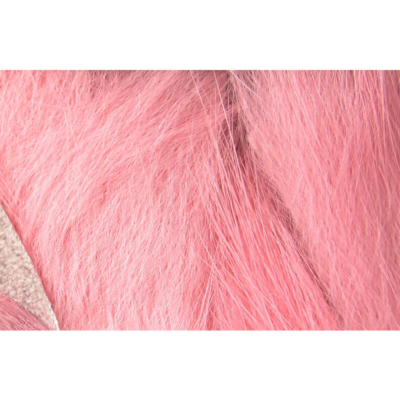 Pastel pink crosscut rabbit fur close-up of fine strands