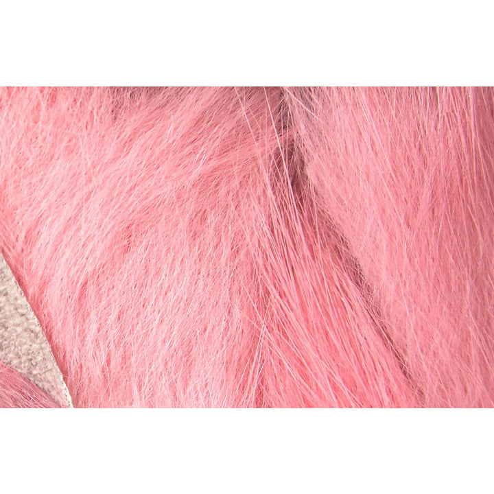 Pastel pink crosscut rabbit fur close-up of fine strands