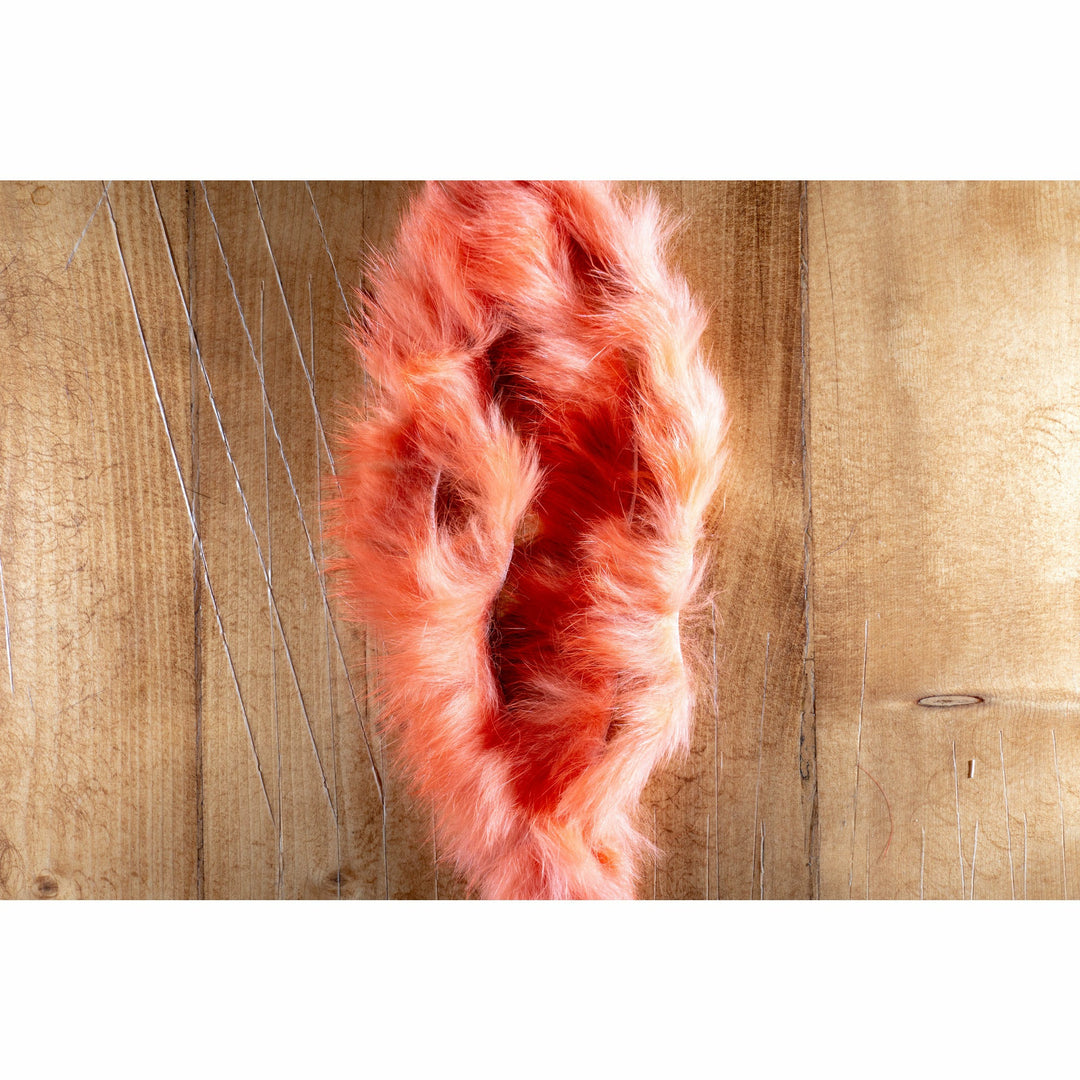 Coral orange crosscut rabbit fur strip for fly materials