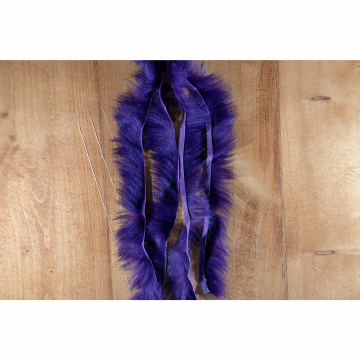 Deep purple crosscut rabbit fur strips arranged vertically