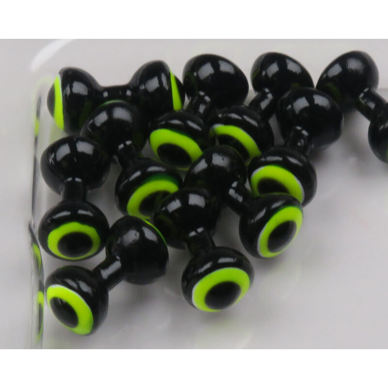 Hareline Double Pupil Lead Eyes black with lime green rings
