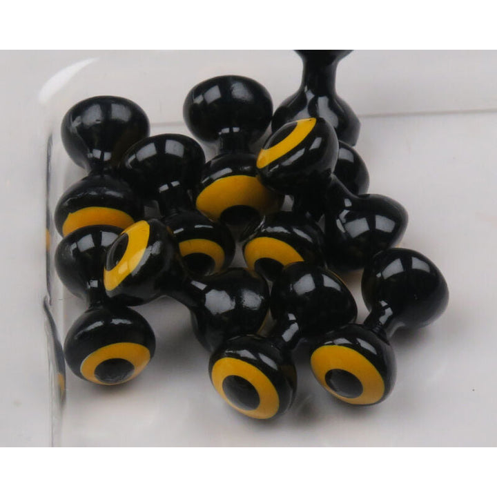 Hareline Double Pupil Lead Eyes black with yellow-orange rings
