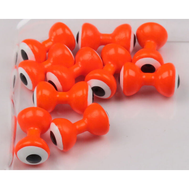 Orange double pupil lead eyes for fly tying