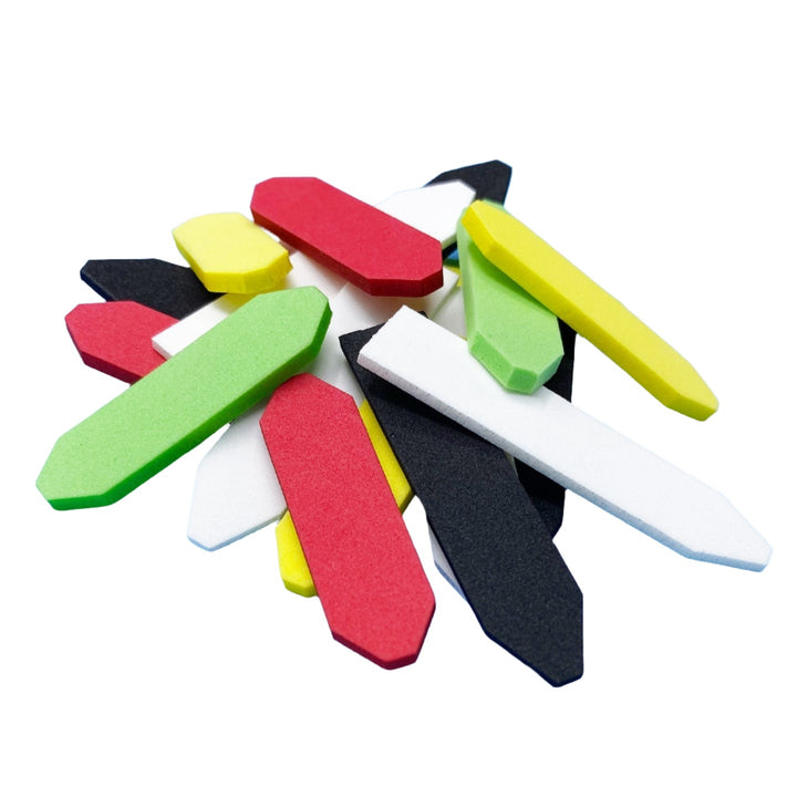 Assorted neon red, yellow, and green Gurgler fly tying foam pieces