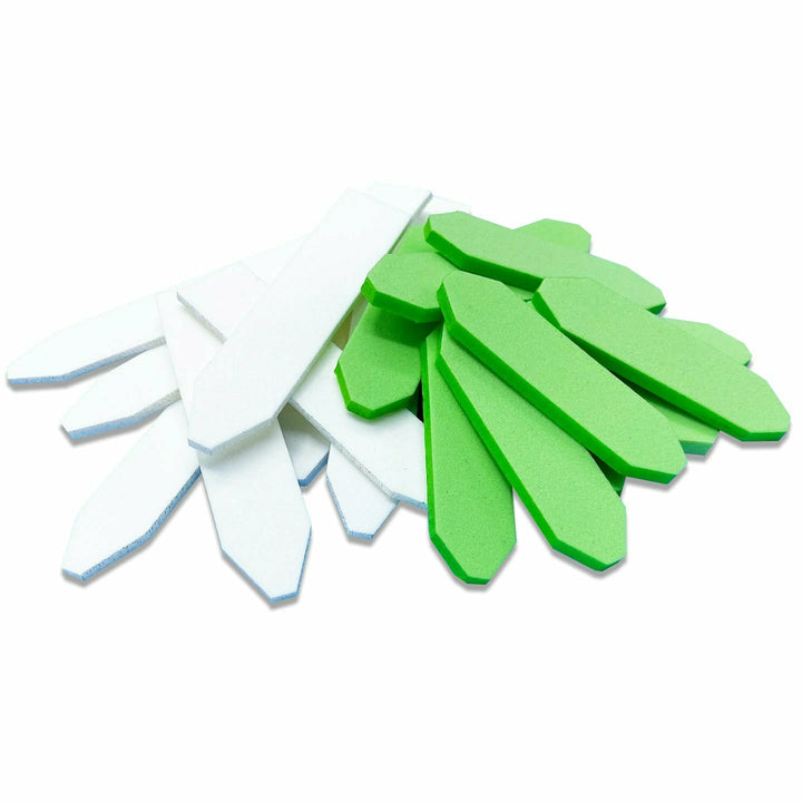 White and lime green EP Gurgler fly tying foam with blue adhesive backing