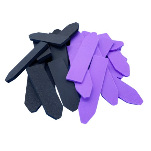 Black and lavender tapered fly tying foam with chamfered sides