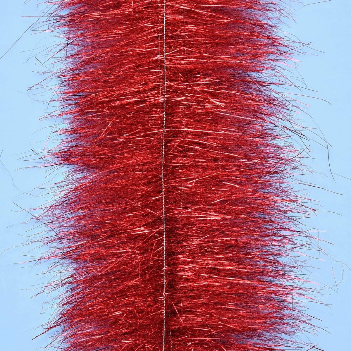 Red EP Anadromus Brush fly tying material with white spine and metallic sparkle fibers