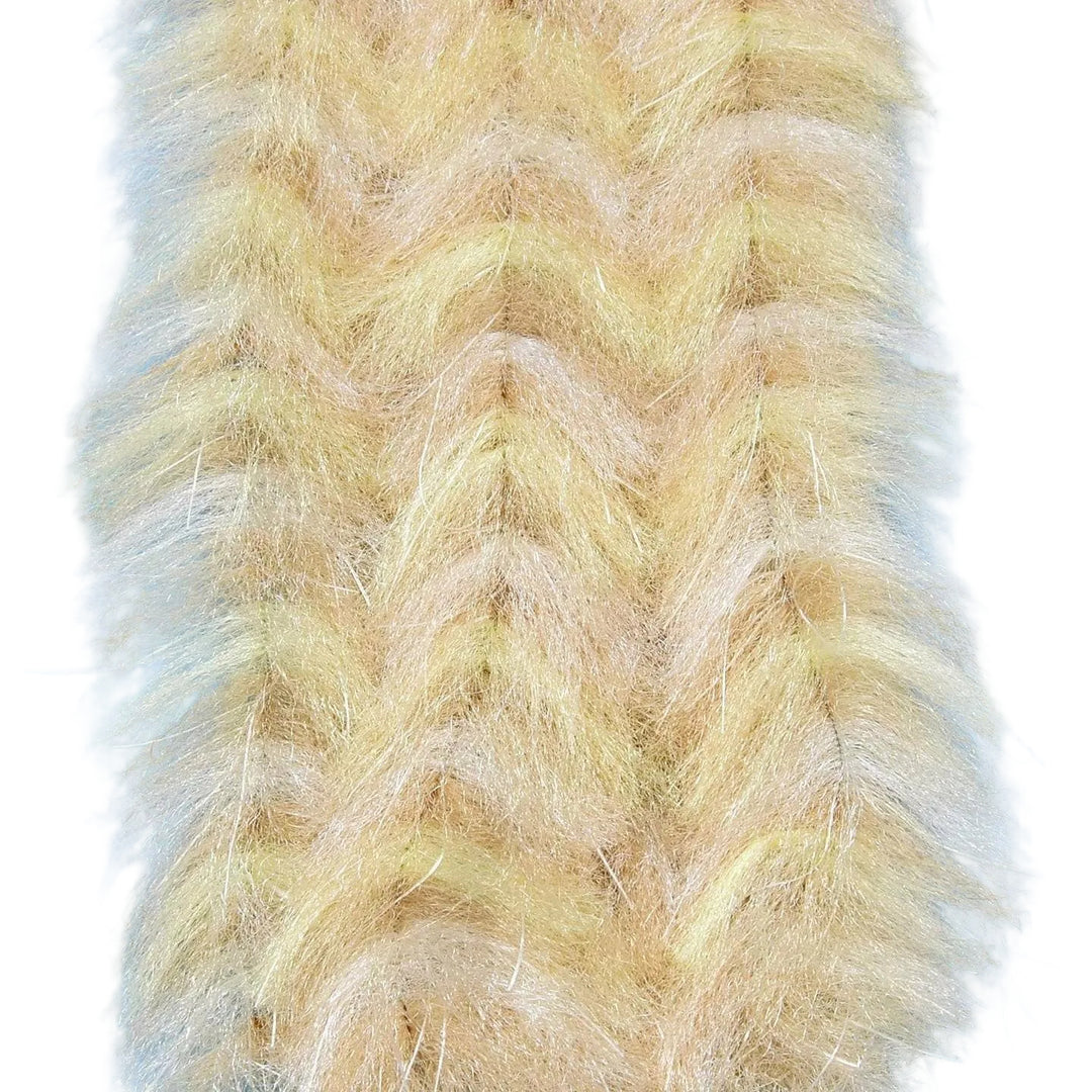 Golden-tan champagne colored brush with tight chevron pattern for subtle fly tying details