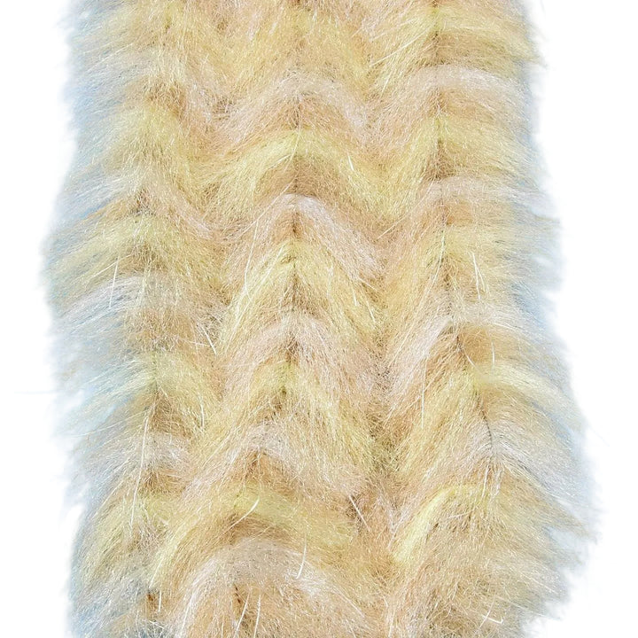 Golden-tan champagne colored brush with tight chevron pattern for subtle fly tying details