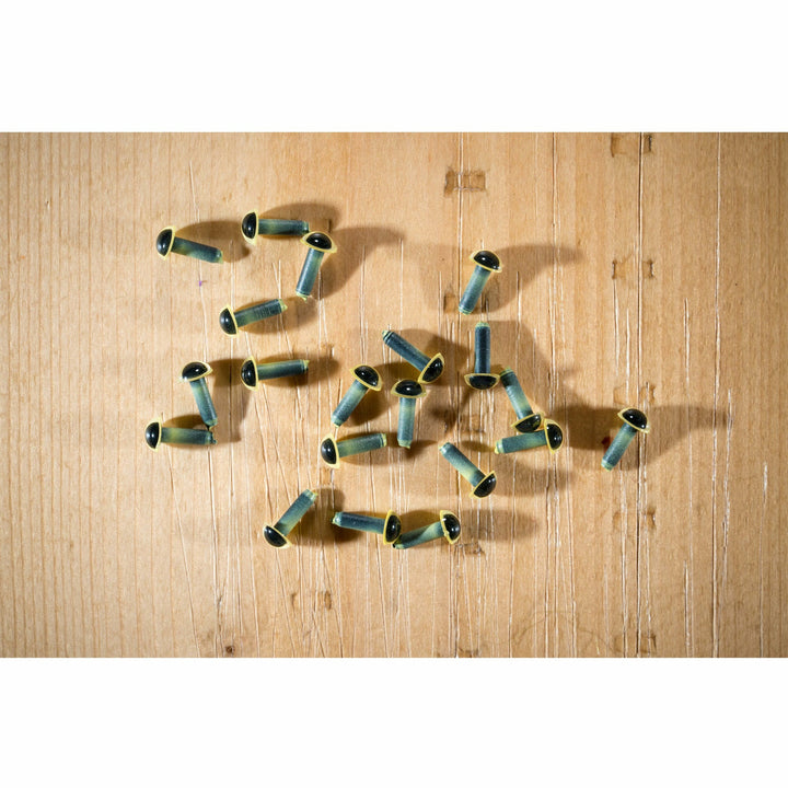 Gradient teal stem EP plastic fly eyes with yellow collars