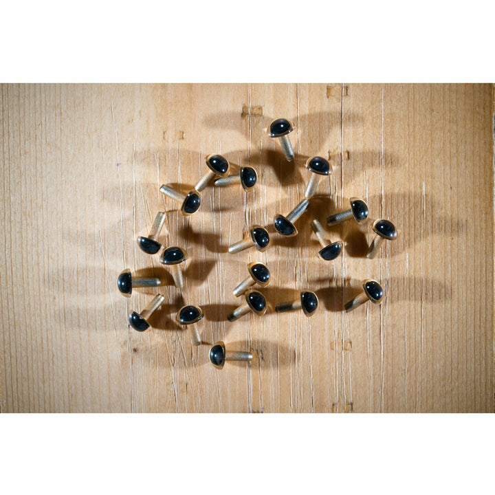 Metallic gold EP plastic fly eyes with threaded stems