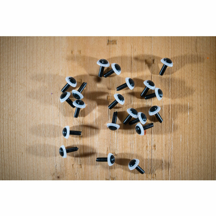 Textured black stem EP plastic fly eyes with white rims