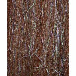 Reddish-brown synthetic fly tying material with light blue and purple sparkle