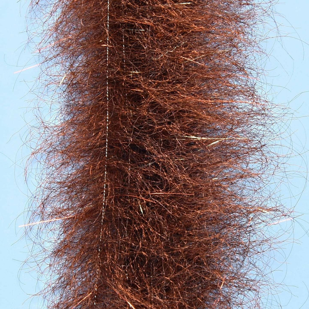 Reddish-brown EP Shrimp Dub brush with fine translucent fibers and silver core