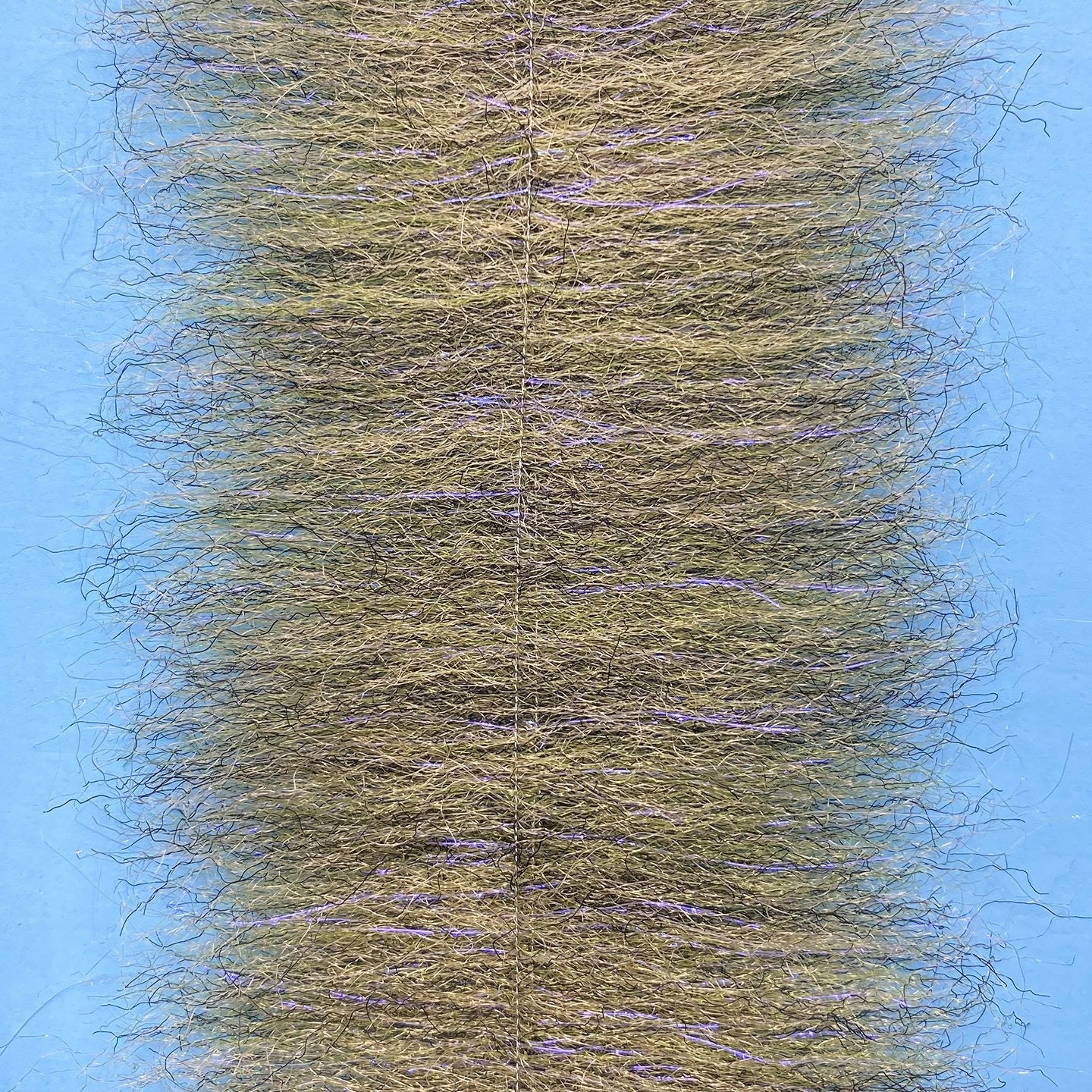 EP Streamer Brush 2.5 inch Sardina fly tying material with olive green and iridescent purple synthetic fibers