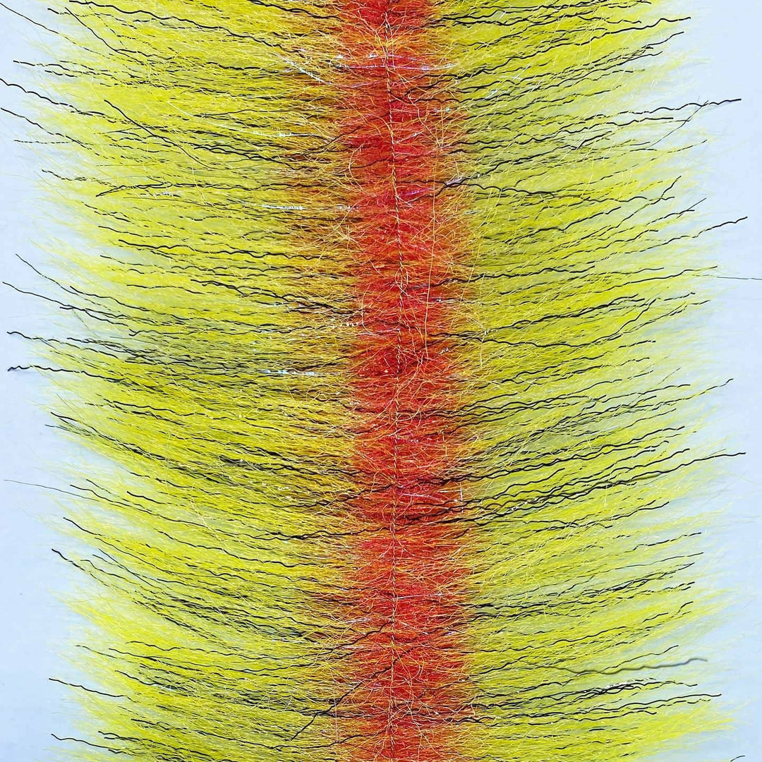 EP ZE-BRUSH Minnow Yellow fly tying material with orange-red and black zebra stripes