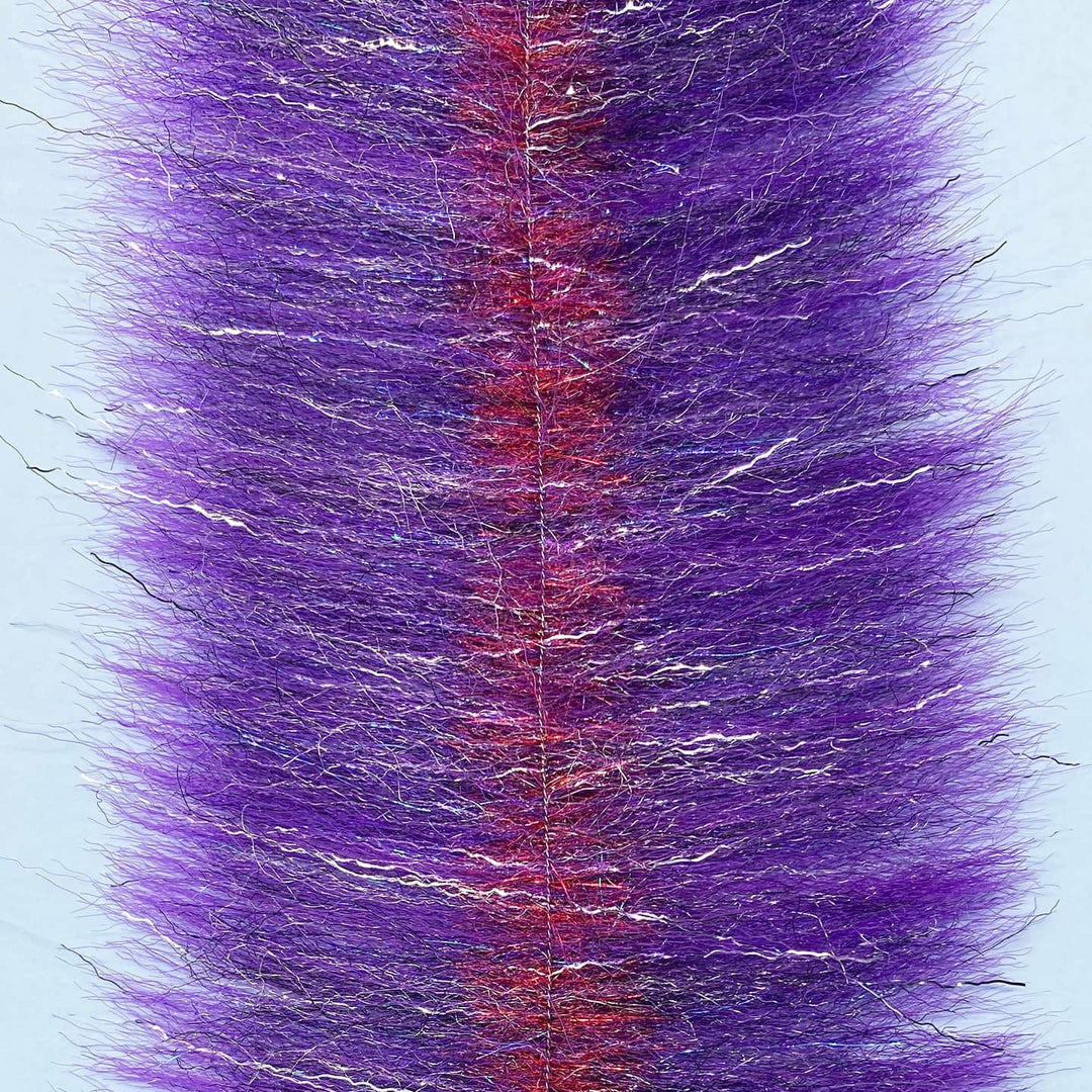 Purple and maroon two-tone EP ZE-BRUSH fly tying material with silver sparkle fibers