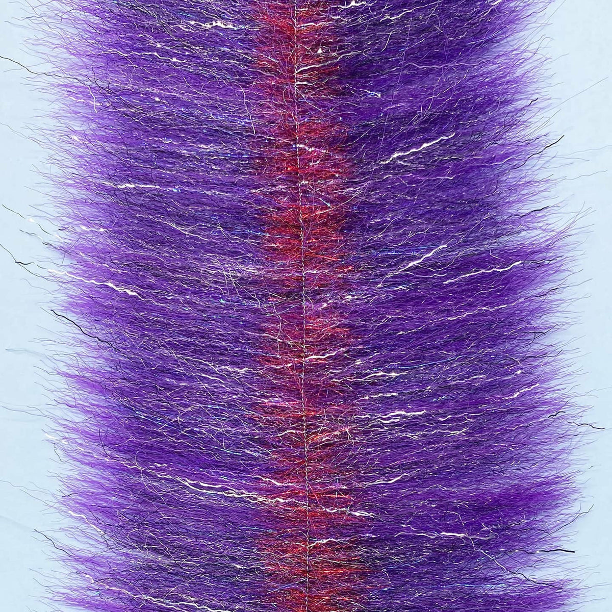 Purple and maroon two-tone EP ZE-BRUSH fly tying material with silver sparkle fibers