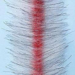 EP Zebra Fly Tying Brush close-up showing red spine and white zebra-striped fibers