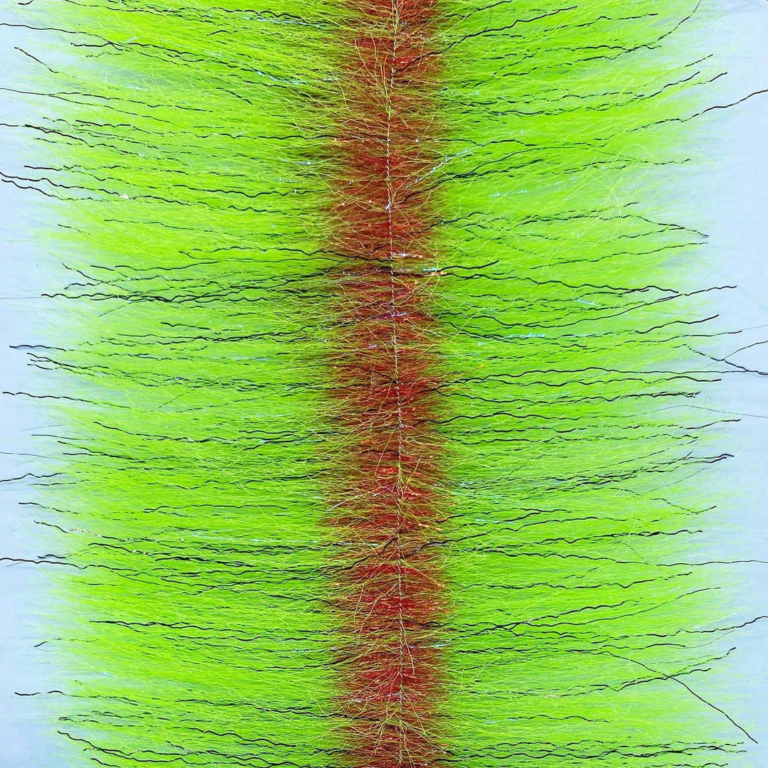 EP Zebra Brush 3.5 inch chartreuse fly tying material with zebra stripe pattern