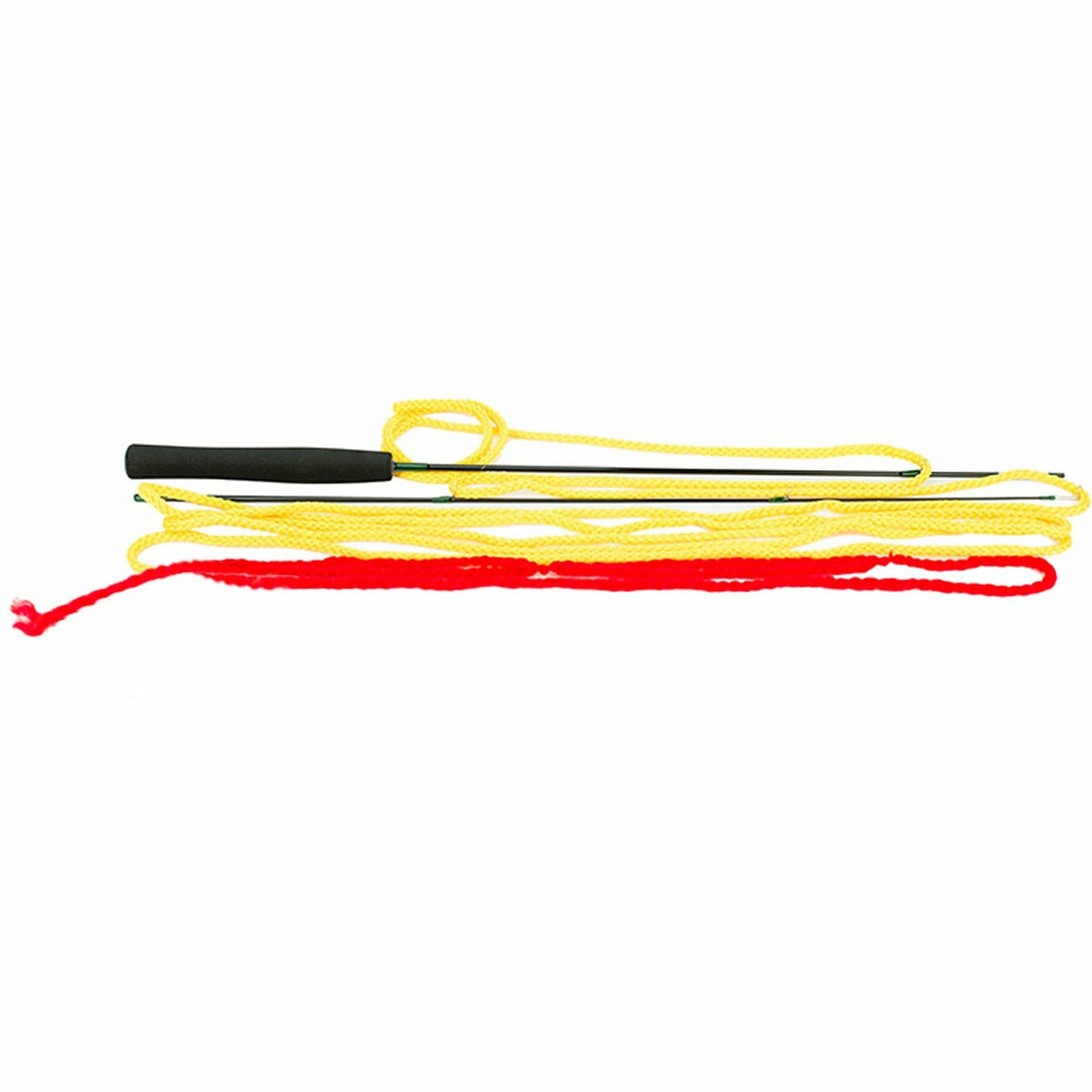 Echo Micro Practice Rod with black EVA foam handle and yellow braided line