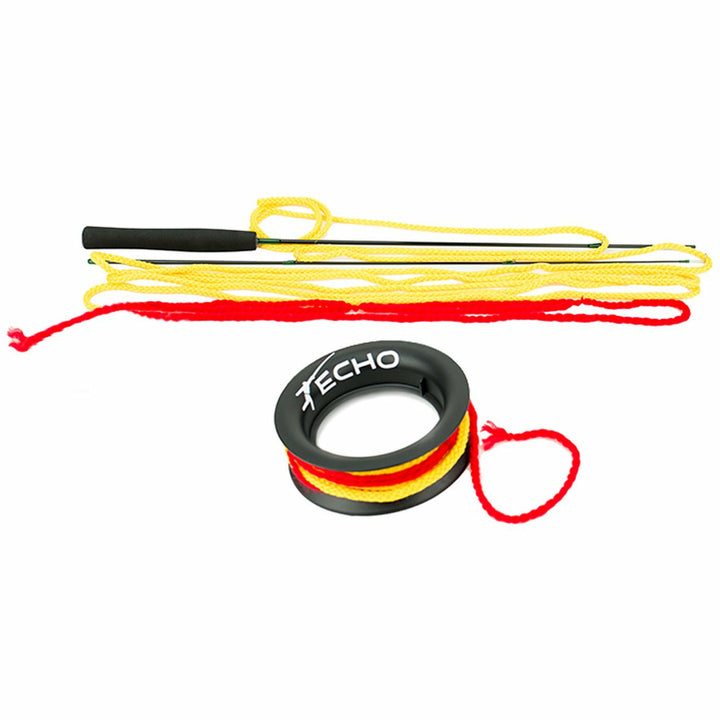 Close-up of Echo Micro Practice Rod main section with attached lines