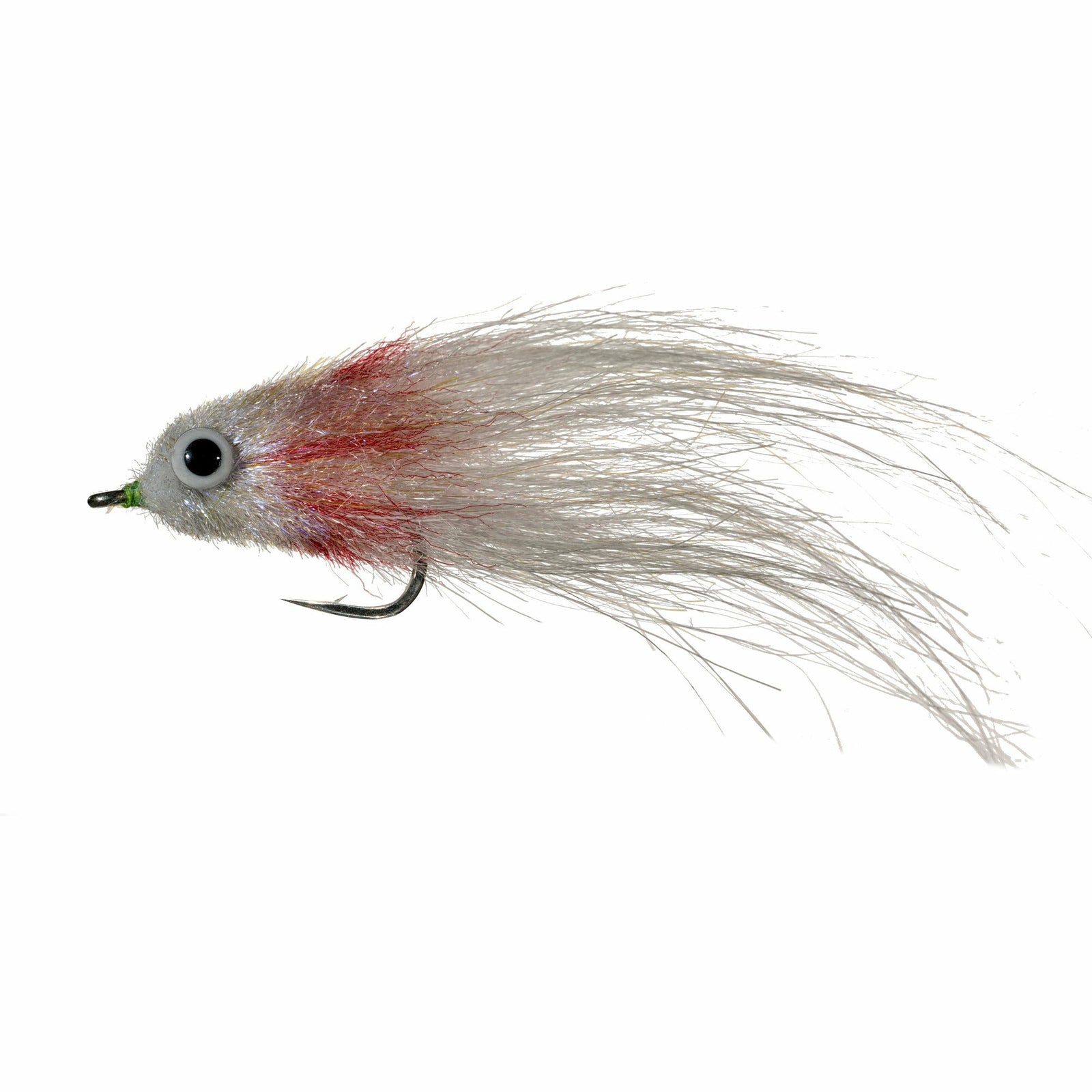 Enrico Puglisi A2Z Dead Meat fishing fly size 2/0 with silver body and red band on Gamakatsu SC15 hook