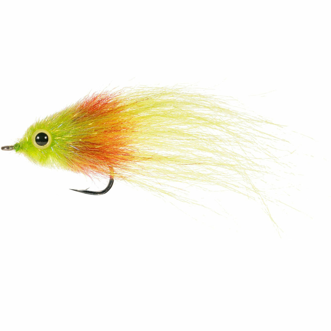 Enrico Puglisi A2Z Fire Treuse custom fly with chartreuse and red body on Gamakatsu hook