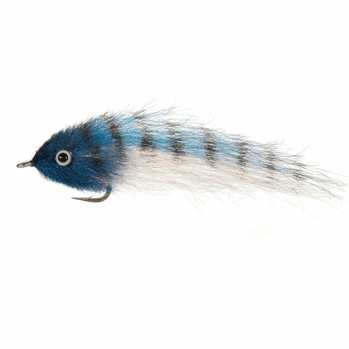 Enrico Puglisi GT's Baitfish Mackerel fly, 6" size 5/0 with blue head and black stripes for tarpon and snook