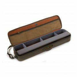 Olive green Fishpond Dakota rod and reel case interior with padded foam dividers