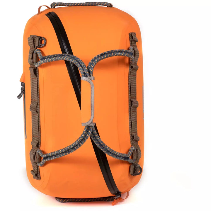 Fishpond Thunderhead Submersible Duffel back view with diagonal zipper and paracord webbing