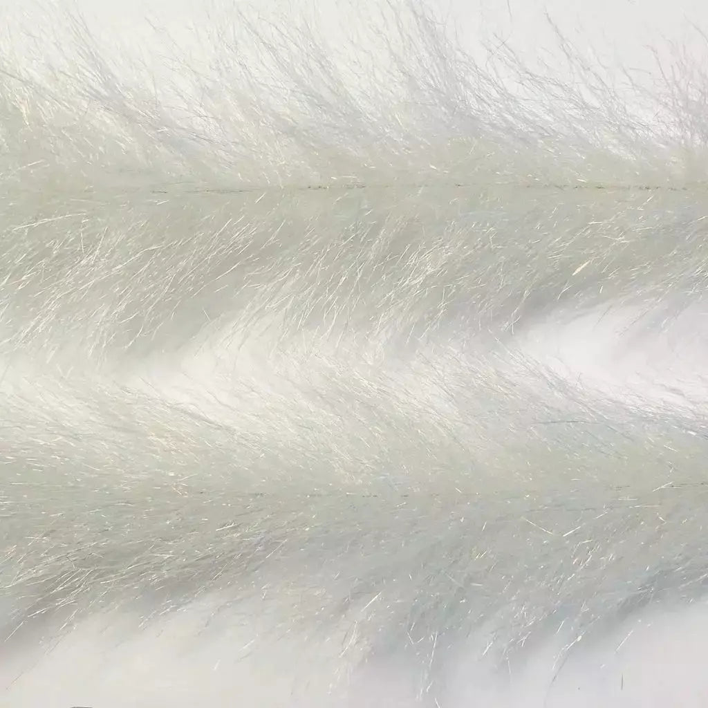 Close-up of Flash Blend Baitfish Brush 2" off-white synthetic fiber dubbin material for fly tying