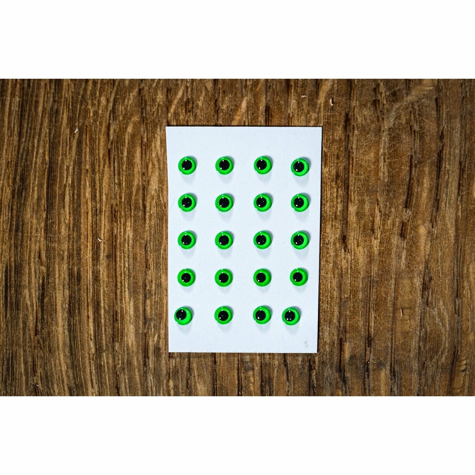Hareline Dubbing fluorescent green fly tying eyes, 3mm size, 20 pack