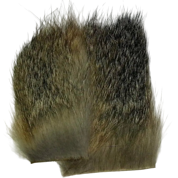 Wapsi natural fox fur fly tying material with grey-tan undercoat and black-silver guard hairs